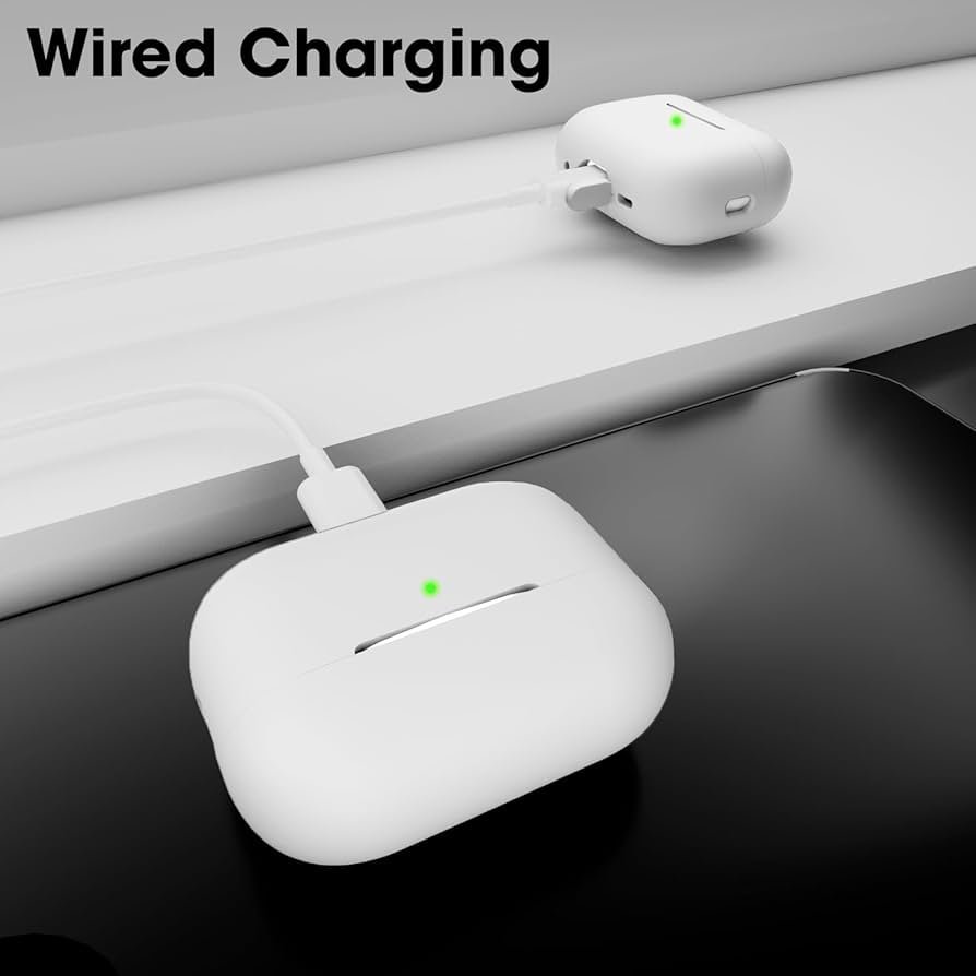 Silicone Protective Case for AirPods Pro 2 with Antilost Lanyard & Carabiner – Shockproof Full Protection Cover (White)