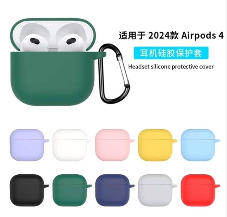 AirPods 4 Gen Case Cover with Keychain (White) | Soft Silicone TPU Protective Case | Shockproof Full Body Skin Cover Compatible with AirPods 4th Generation (2024)