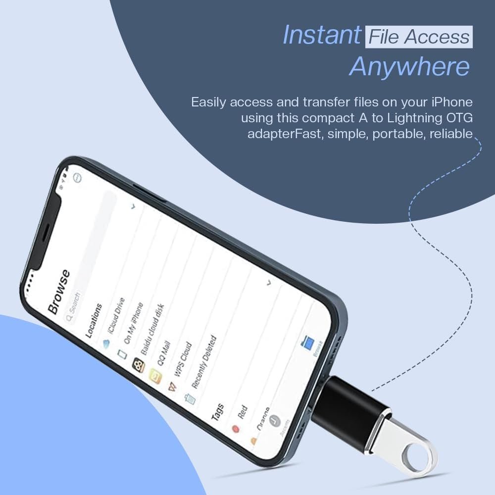 Lightning Male to USB 3.0 A Female OTG Adapter – High-Speed Data Transfer for iPhone, iPad & More