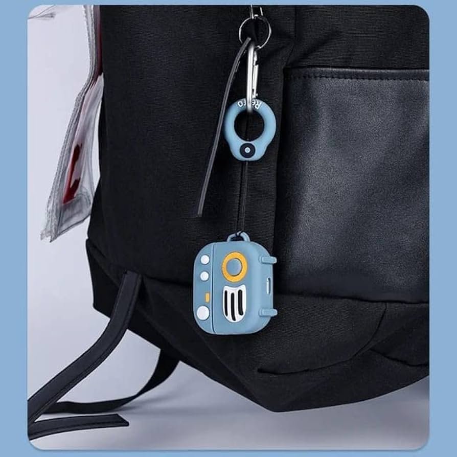 AirPods Pro (2019) Case Cover | Redio Light Blue 3D Cartoon Character Soft Silicone Protective Pouch with Keychain | 360° Full Protection Case for AirPods Pro Charging Case