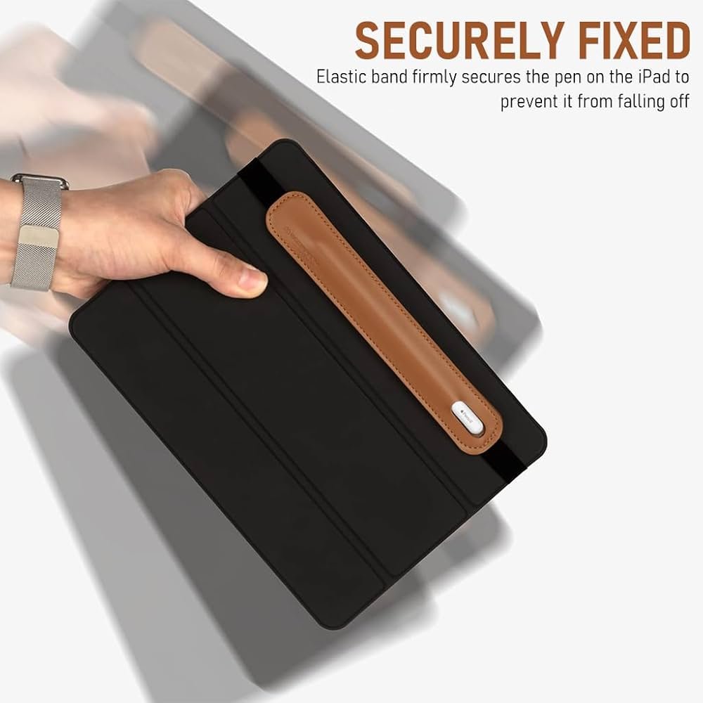Apple Pencil Cover Sleeve – PU Leather Pouch for 1st & 2nd Generation Apple Pencil, Elastic Holder for iPad, Tablets, Notebooks (Dark Brown)