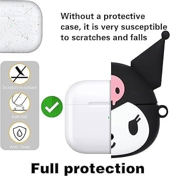 AirPods 4 Case (2024) Koroomi | Soft Silicone TPU Cover with Keychain | Full Protective Cute Case for AirPods 4th Gen (USB-C)
