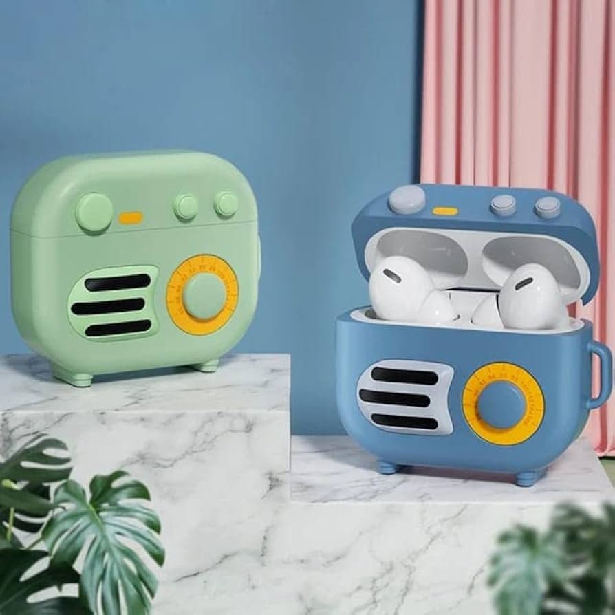 AirPods Pro (2019) Case Cover | Redio Light Blue 3D Cartoon Character Soft Silicone Protective Pouch with Keychain | 360° Full Protection Case for AirPods Pro Charging Case