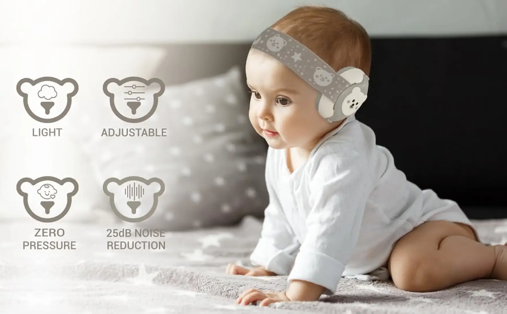 Baby Earmuffs for Noise Protection | Soft & Comfortable Ear Defenders for Infants and Toddlers | Adjustable Headband, Lightweight Design
