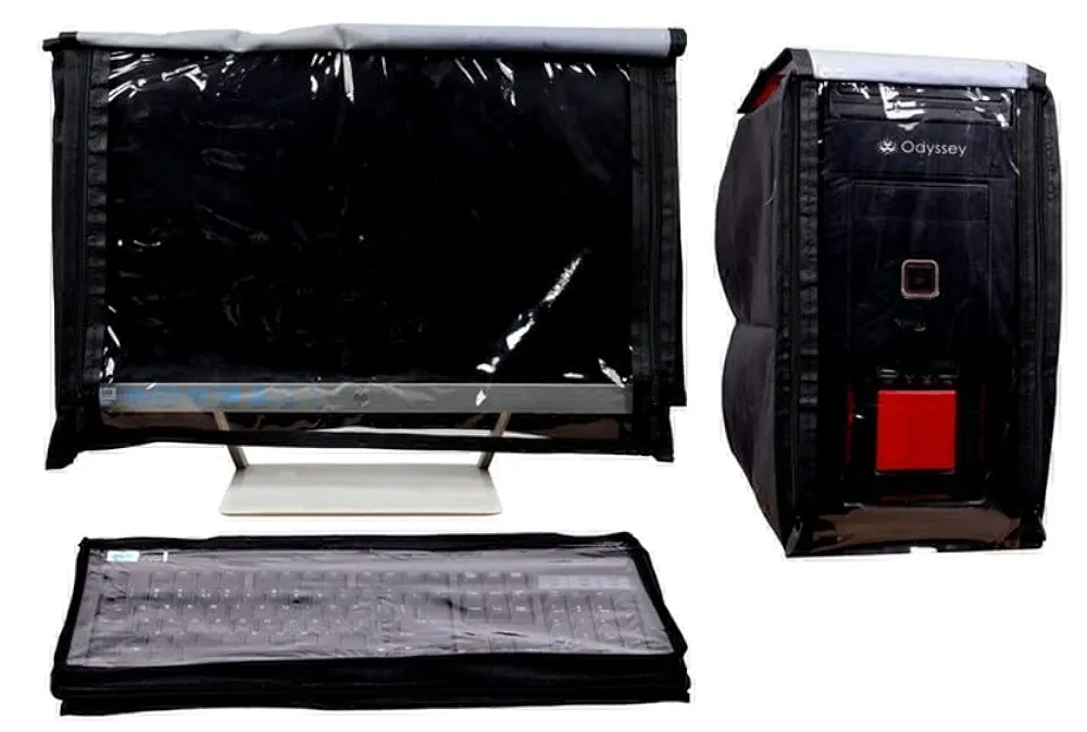 Blue Flowers PVC Desktop Cover Set – 3 in 1 Dust & Water Resistant PC Protector by GUTSAV SALES