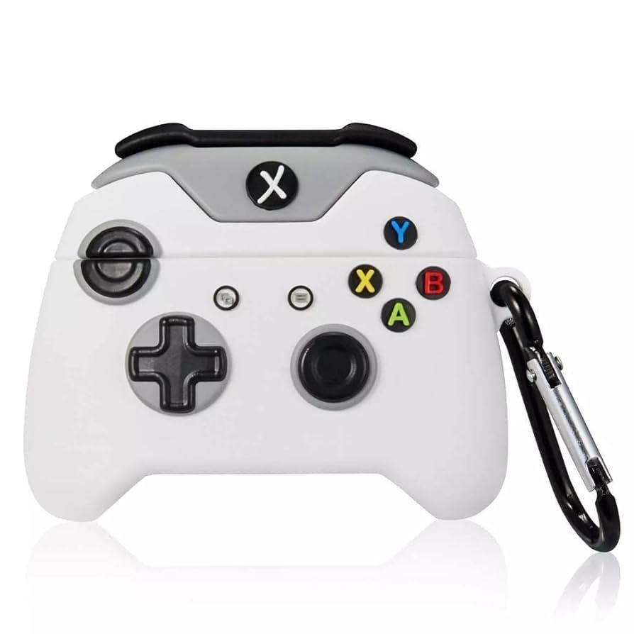 AirPods Pro (2019) Case Cover | Game Box White 3D Cartoon Silicone Protective Pouch with Keychain | Soft Rubber 360° Protection Case for AirPods Pro Charging Case