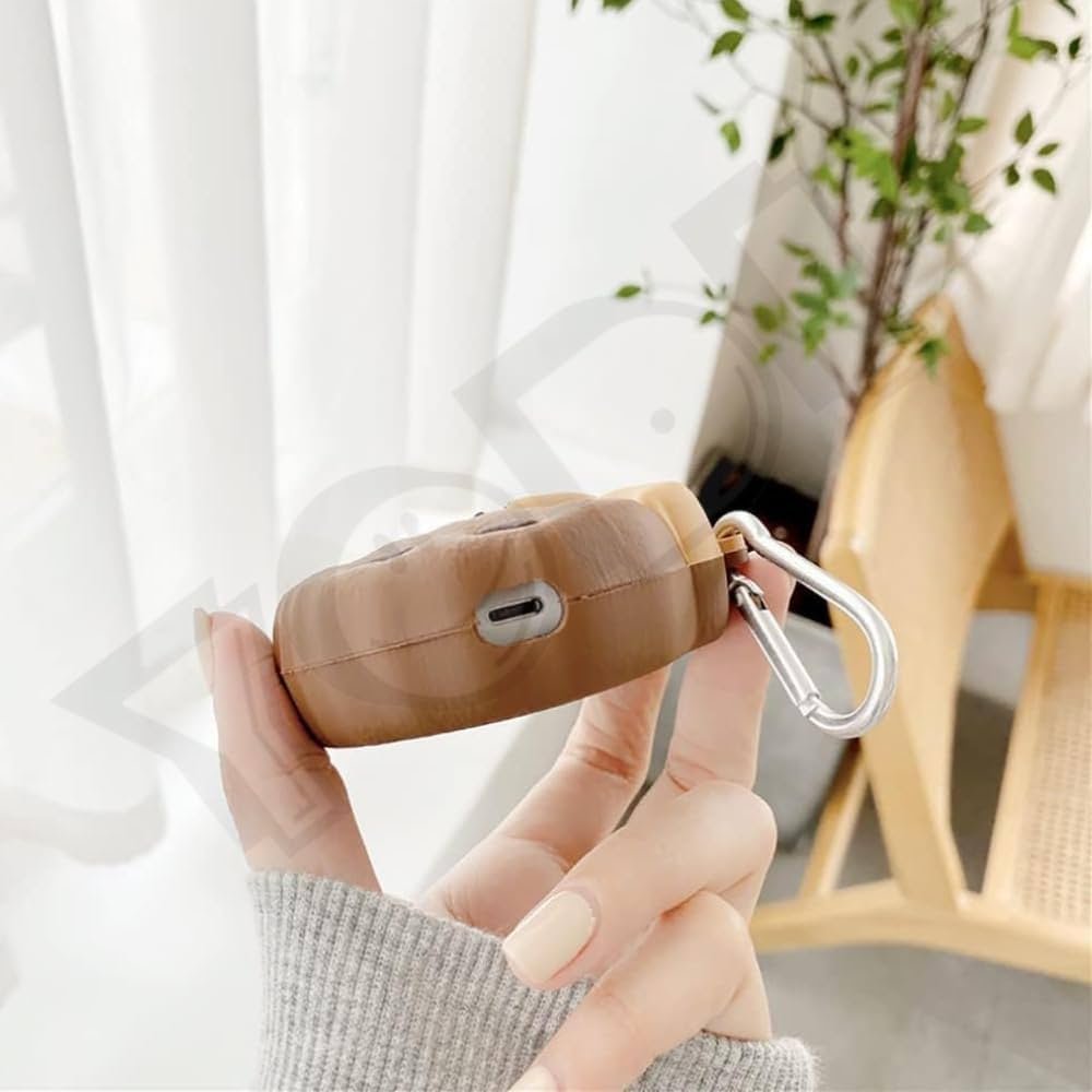 Cute Soft Silicone Pouch Case for AirPods Pro Gen-2 (2022) – 3D Cartoon Animal Character Cover with Keychain, Shockproof & Dustproof Protective Case (BISCUT Bear)