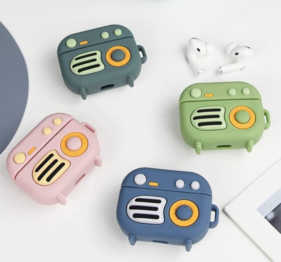 AirPods Pro (2019) Case Cover | Redio Light Blue 3D Cartoon Character Soft Silicone Protective Pouch with Keychain | 360° Full Protection Case for AirPods Pro Charging Case