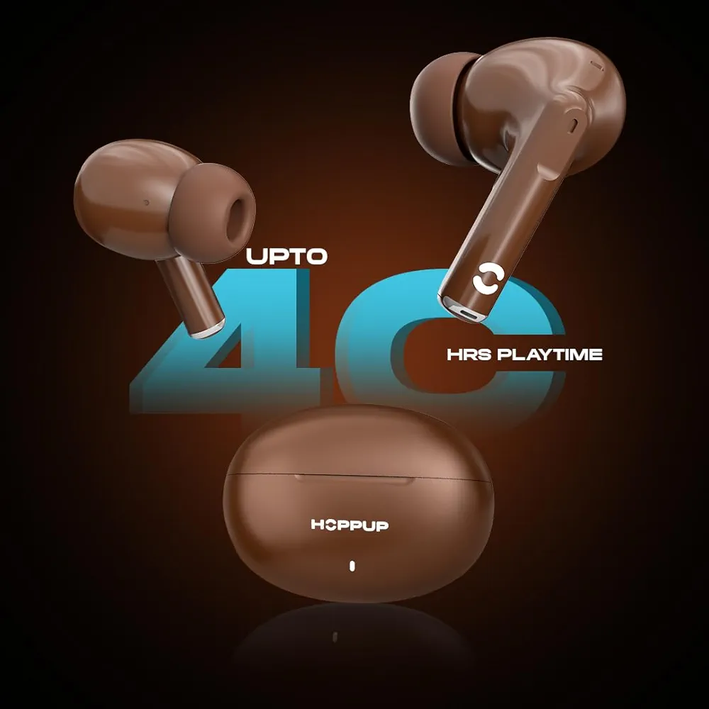 True Wireless Earbuds with 13mm Drivers, 40H Playtime & Rage Mode Bluetooth (Brown)