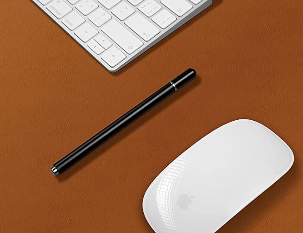 Brown and Grey Faux Leather Desk Mat 90x45cm – Reversible Large Mouse Pad