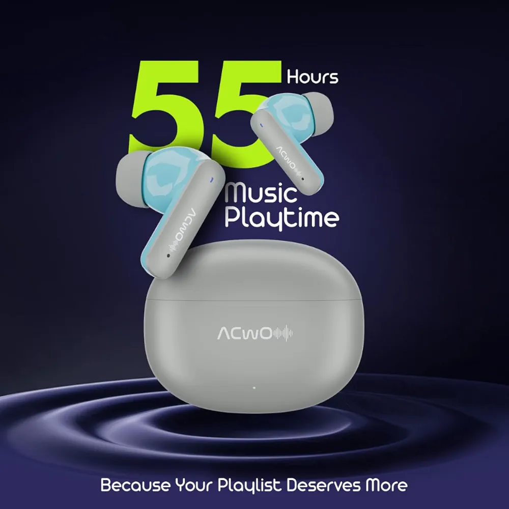 121 Wireless Earbuds Ash Grey | 55Hrs Playtime, Quad Mics with ENC, Gaming Mode, 3 EQ Modes, Supreme Bass, Bluetooth v5.4 In-Ear Earphones