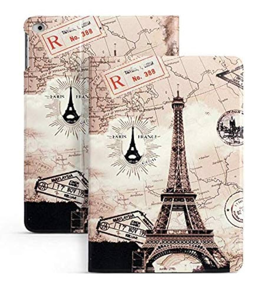 Case for 10.2" iPad 9th, 8th & 7th Generation (2019–2021) | Flip Cover Faux Leather & Silicone Case – Retro Paris