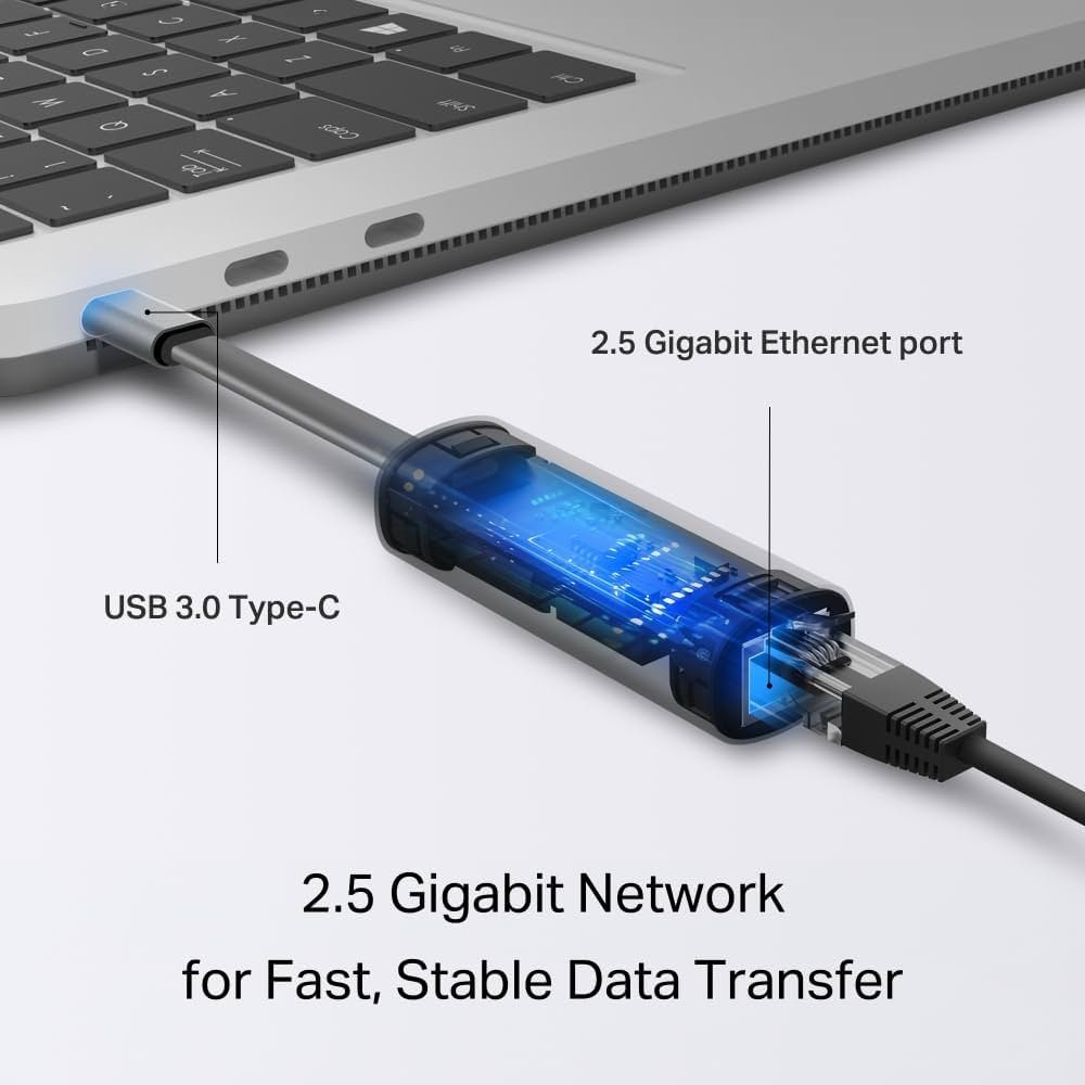 USB Type-C to 2.5 Gigabit Ethernet Network Adapter | RJ45 LAN Wired Adapter | USB 3.0 | Plug & Play | Aluminum Body | Foldable & Portable Design