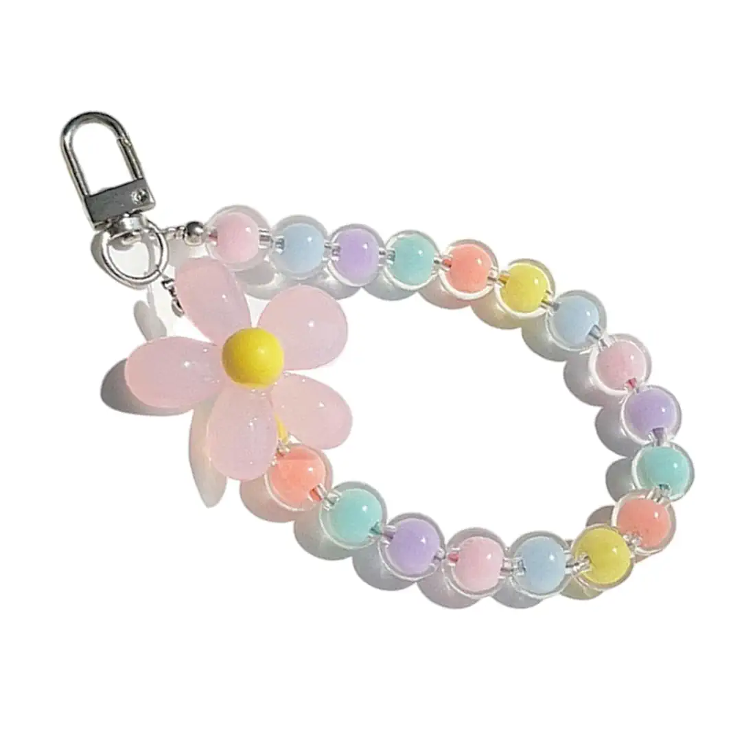 Phone Charm Chain for Girls – Flower Design, Vibrant Jelly Color Beads