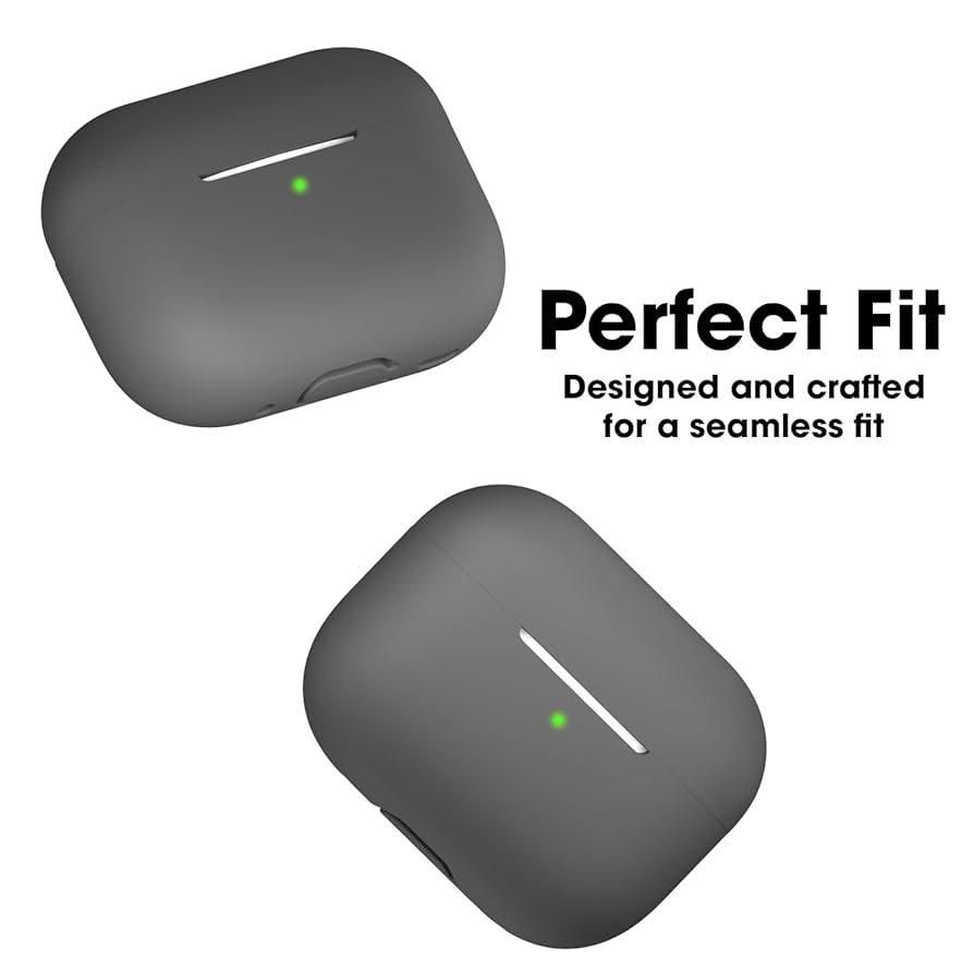 Silicone Protective Case for AirPods Pro 2 with Antilost Lanyard & Carabiner – Shockproof Full Protection Cover (Grey)