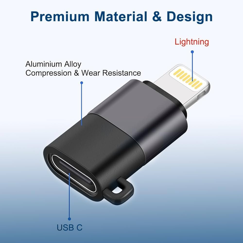 Type-C Female to Lightning Male OTG Adapter | High-Speed Data Transfer for iPhone & iPad – Black