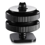 Camera Shoe Pro 1/4" Flash Hot Shoe Screw Adapter Tripod Mount Phone Clip Holder for DSLR Camera – Aluminum Alloy Universal Connector for Camera Accessories (Black)