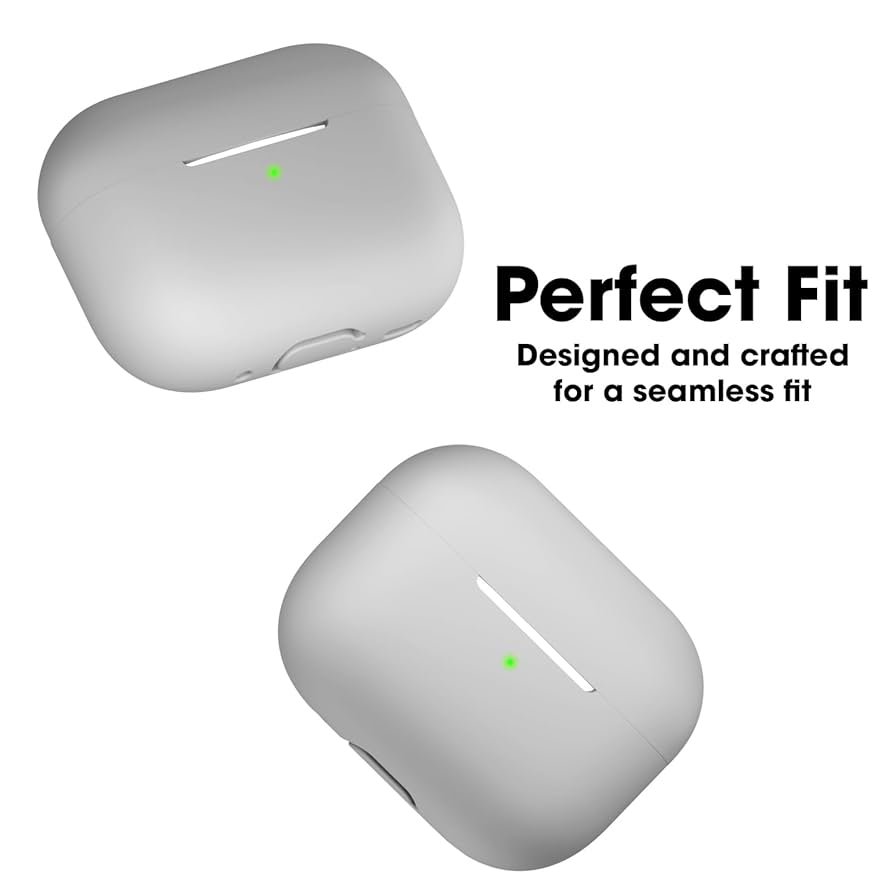 Silicone Protective Case for AirPods Pro 2 with Antilost Lanyard & Carabiner – Shockproof Full Protection Cover (Light Grey)