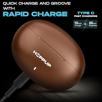 True Wireless Earbuds with 13mm Drivers, 40H Playtime & Rage Mode Bluetooth (Brown)