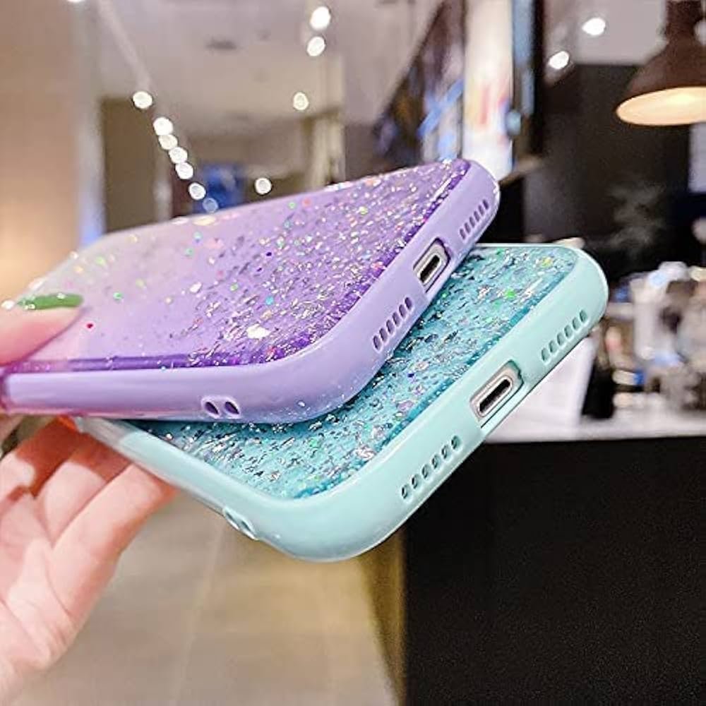 Compatible Samsung Galaxy A14 5G | Non-Moving Glitter TPU Shockproof Case for Girls & Women – Purple