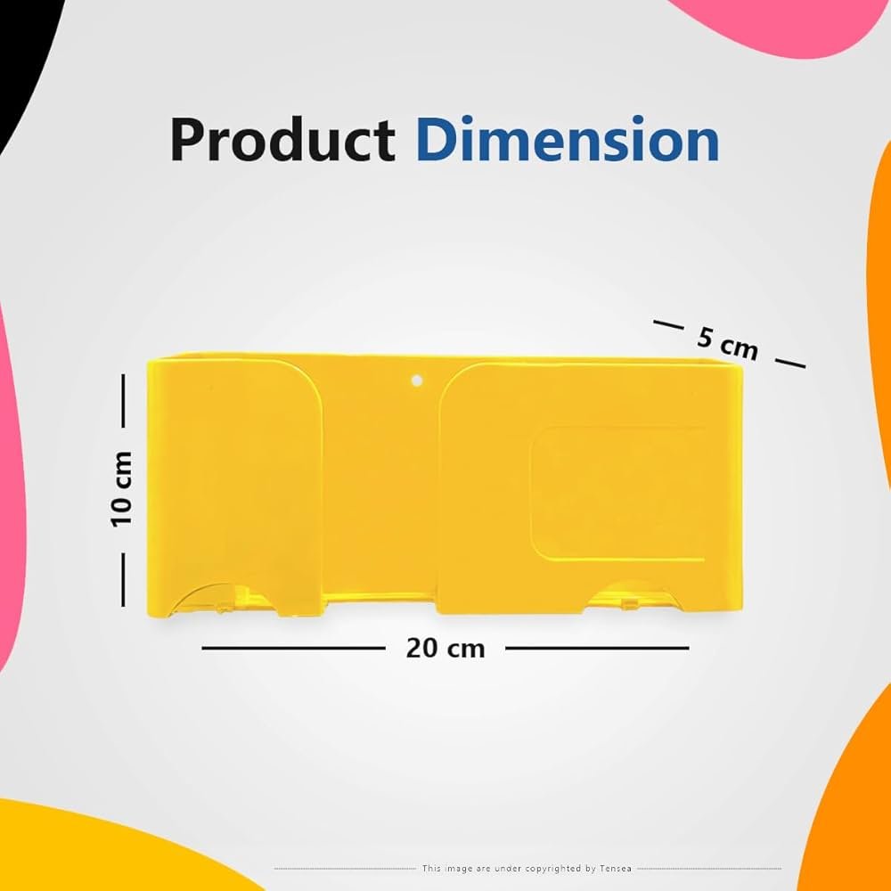 5-in-1 Wall Mount Mobile & Remote Holder – Multi-Purpose Storage Rack with Key, Pen, and Accessory Organizer, Self-Adhesive, Heavy Duty (Orange)