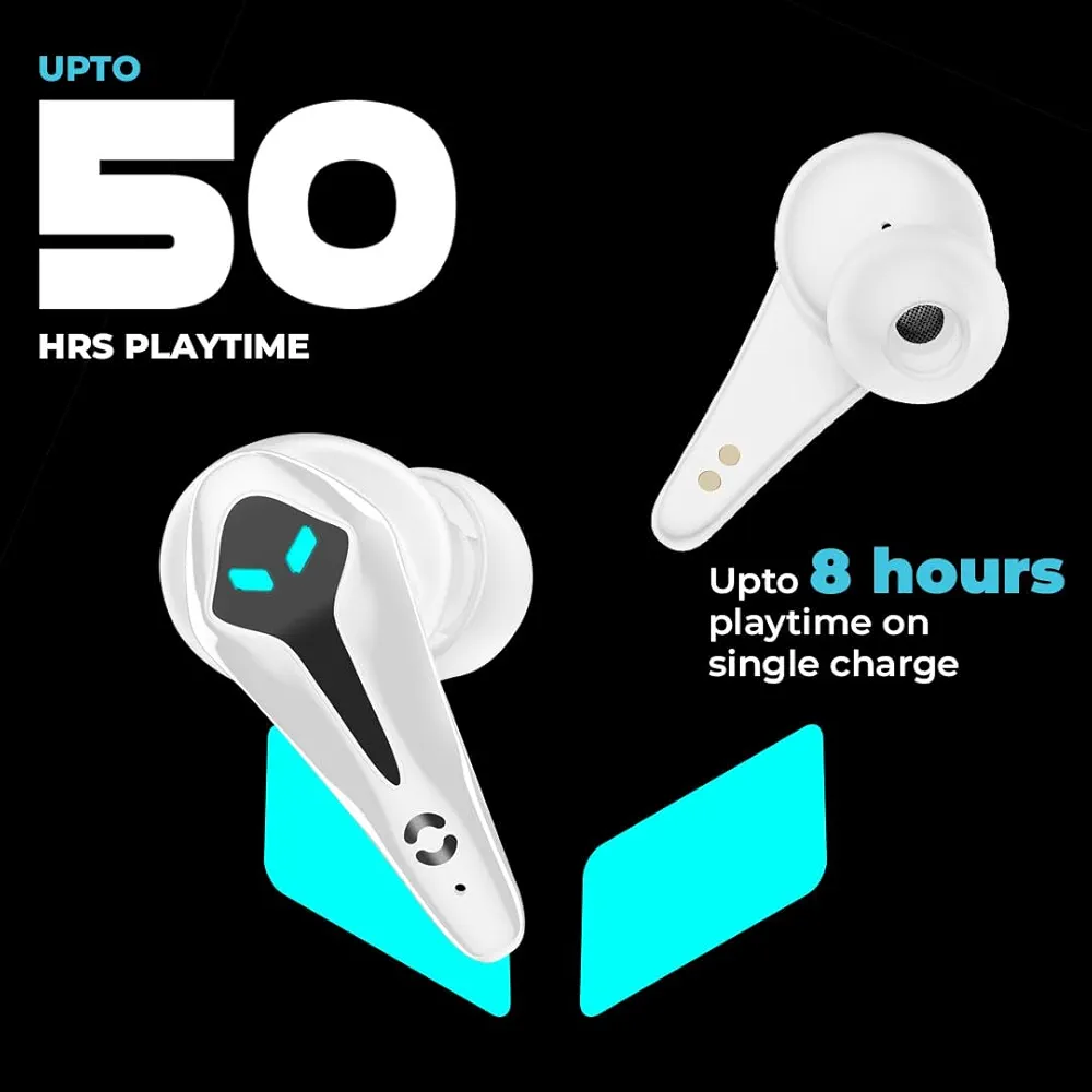 Gaming Earbuds XO3 with 35ms Low Latency, 13mm Drivers, ENC, 50H Playtime & Bluetooth v5.3 (White, True Wireless)