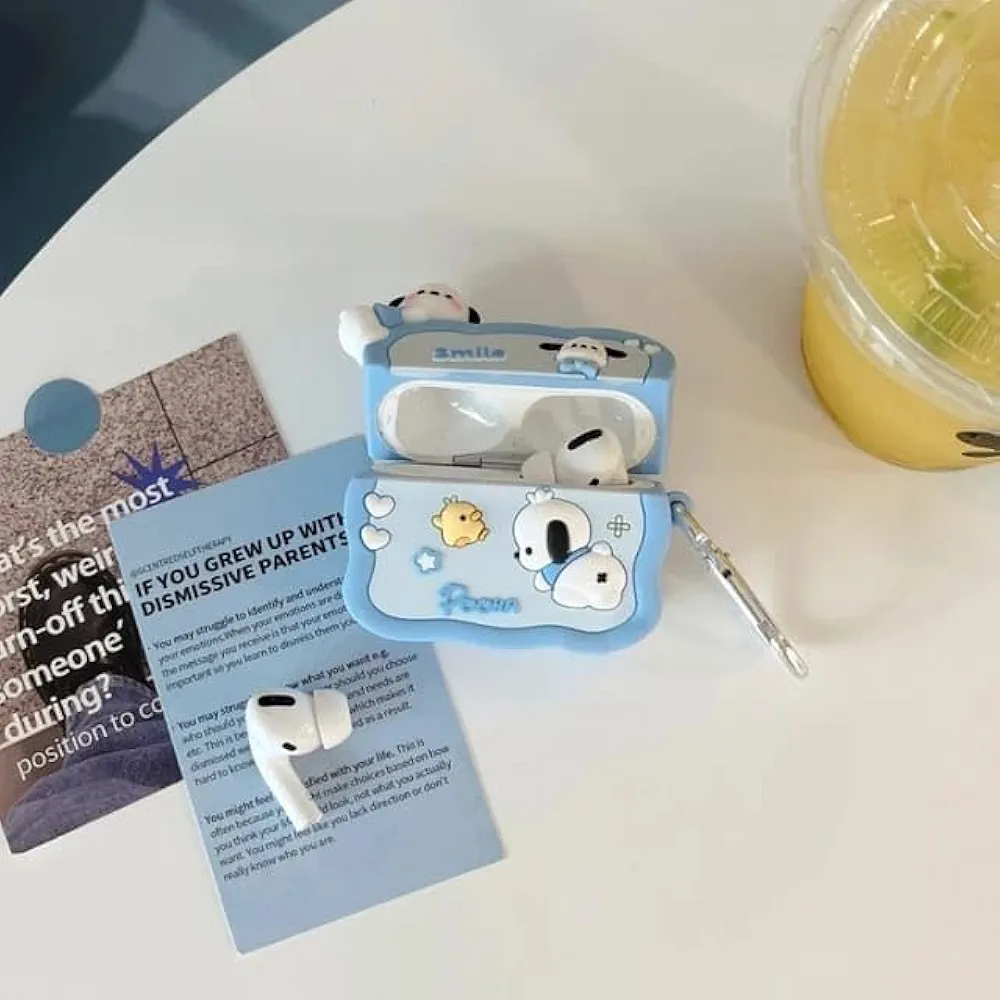 Cute Soft Silicone Pouch Case for AirPods Pro Gen-2 (2022) – 3D Cartoon Animal Character Cover with Keychain, Shockproof & Dustproof Protective Case (Smile Sky POCHU)