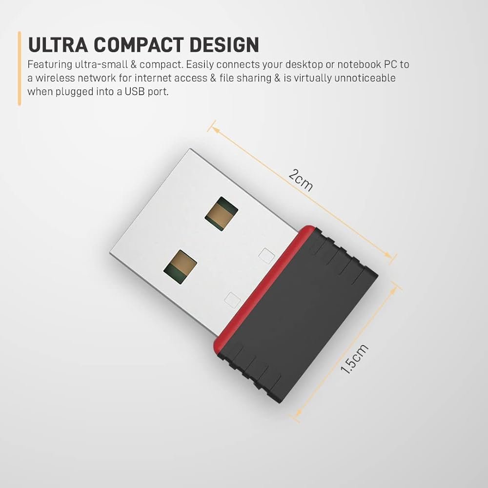 USB WiFi Adapter 950Mbps Wireless Network Dongle for PC/Laptop | Single Band 2.4GHz | Plug & Play with Driver CD | WPA/WPA2 Secure | Compatible with Windows & Mac OS