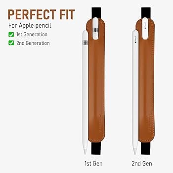 Apple Pencil Cover Sleeve – PU Leather Pouch for 1st & 2nd Generation Apple Pencil, Elastic Holder for iPad, Tablets, Notebooks (Dark Brown)