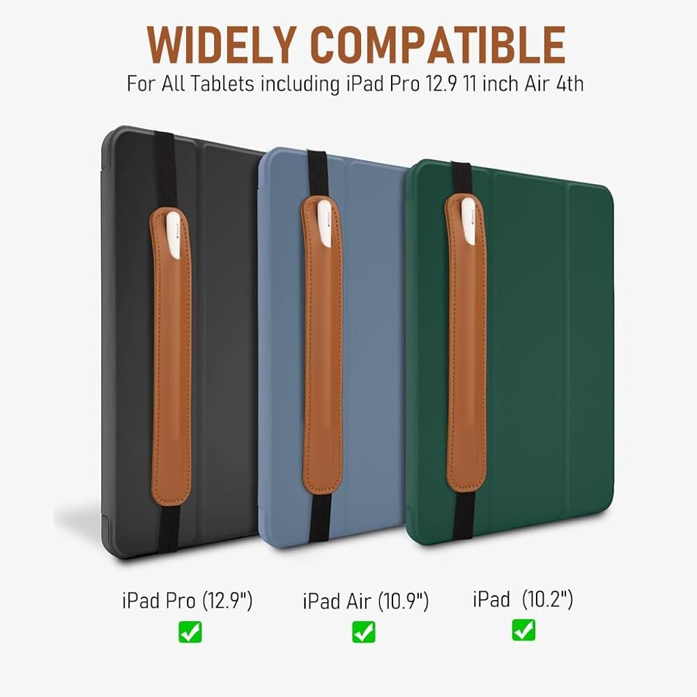 Apple Pencil Cover Sleeve – PU Leather Pouch for 1st & 2nd Generation Apple Pencil, Elastic Holder for iPad, Tablets, Notebooks (Dark Brown)