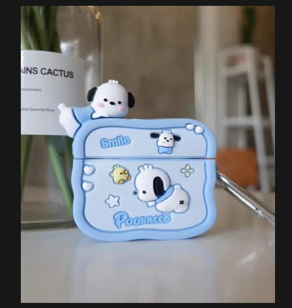 Cute Soft Silicone Pouch Case for AirPods Pro Gen-2 (2022) – 3D Cartoon Animal Character Cover with Keychain, Shockproof & Dustproof Protective Case (Smile Sky POCHU)