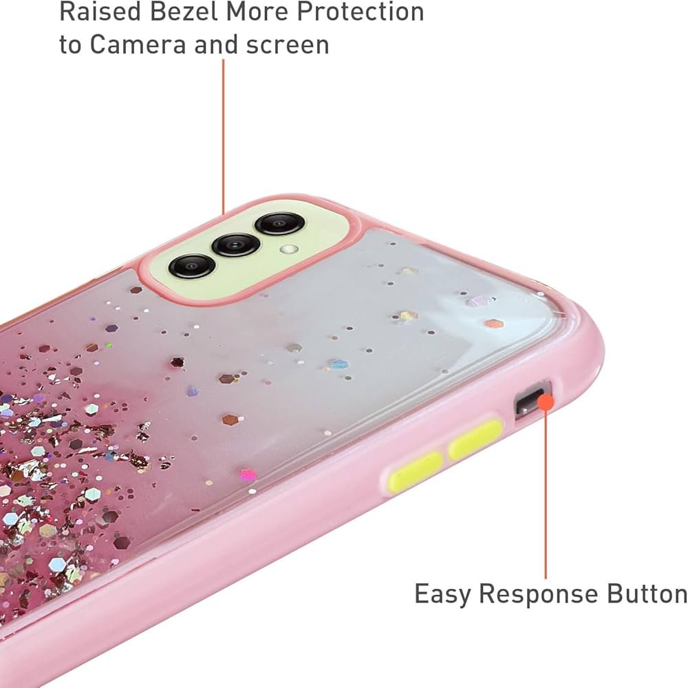 Compatible Samsung Galaxy A14 5G | Non-Moving Glitter TPU Shockproof Case for Girls & Women – Pink