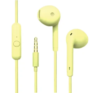 iBlast Wired In-Ear Earphones with Mic – 14mm Dynamic Drivers, Deep Bass, 3.5mm Jack, Lightweight & Stylish Design (Light Yellow)