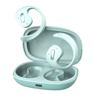 Open 100 Open-Ear Wireless Headphones – 16mm Drivers, 40H Playtime, Fast Charging, BT v5.3, IPX5 Water Resistant (Misty Aqua)