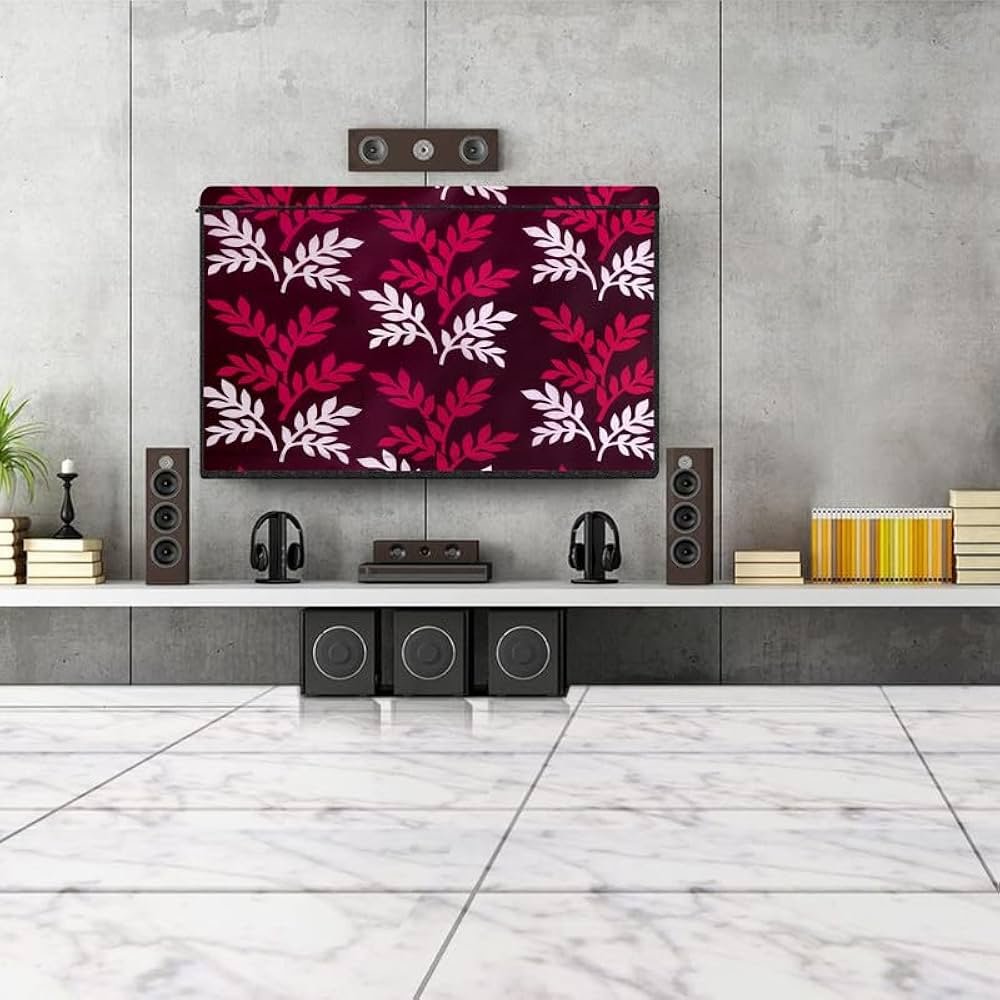 Wine Leaf 24 Inch LED TV Cover – Waterproof & Dustproof PVC Protector with Zipper