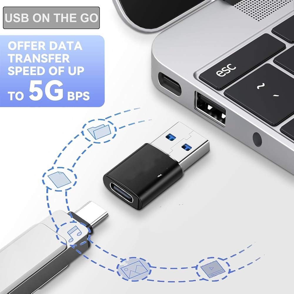OTG Adapter 3 Pack – USB-A, USB-C & Lightning Converter for MacBook, iPad, Android & iOS Devices (Black)