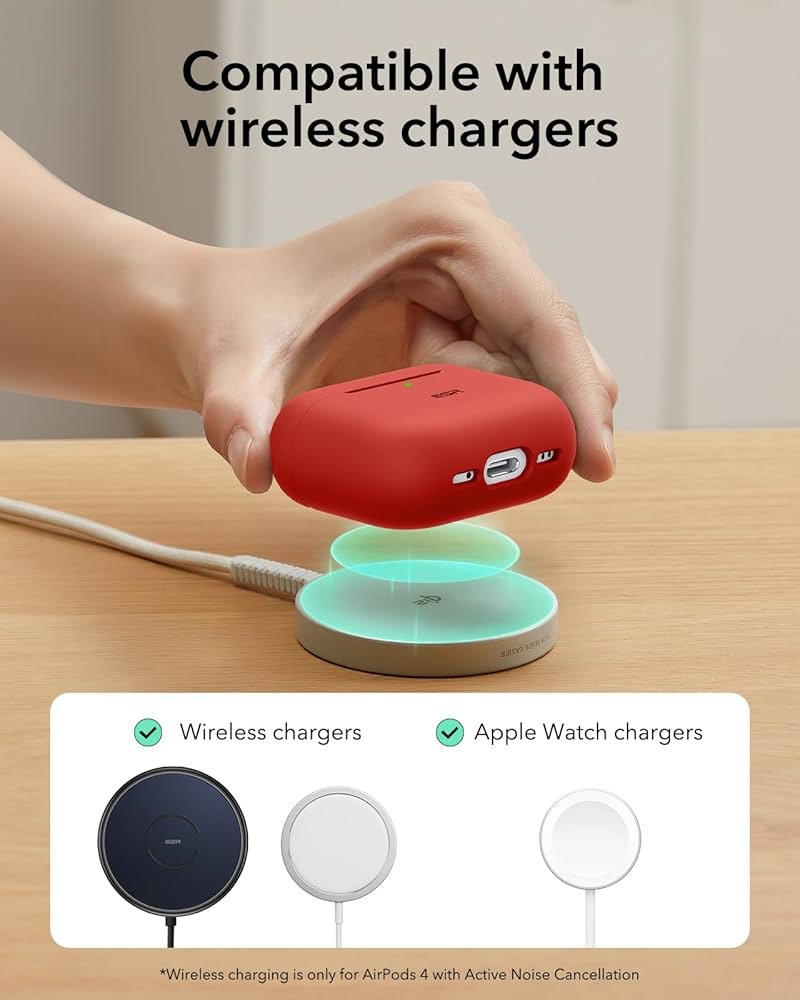 AirPods 4 Case (2024) Red | Magnetic Lid Lock | Cloud Soft Silicone Protective Cover | Full Drop Protection & Slim Fit for AirPods 4th Gen (USB-C)