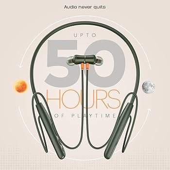 Bluetooth In-Ear Neckband Headphones | 50H Playtime | 3 EQ Modes | ENC for Clear Calling | Low Latency (≤50ms) | 10mm Driver | BT v5.3 | Olive Green-Airwave