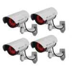 Bullet Dome Dummy CCTV Camera with Blinking LED – Set of 4, Indoor/Outdoor Security