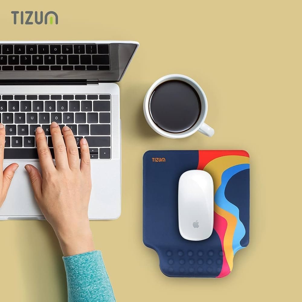 Blue Sapphire Memory Foam Mouse Pad with Wrist Support – Ergonomic Office Mat