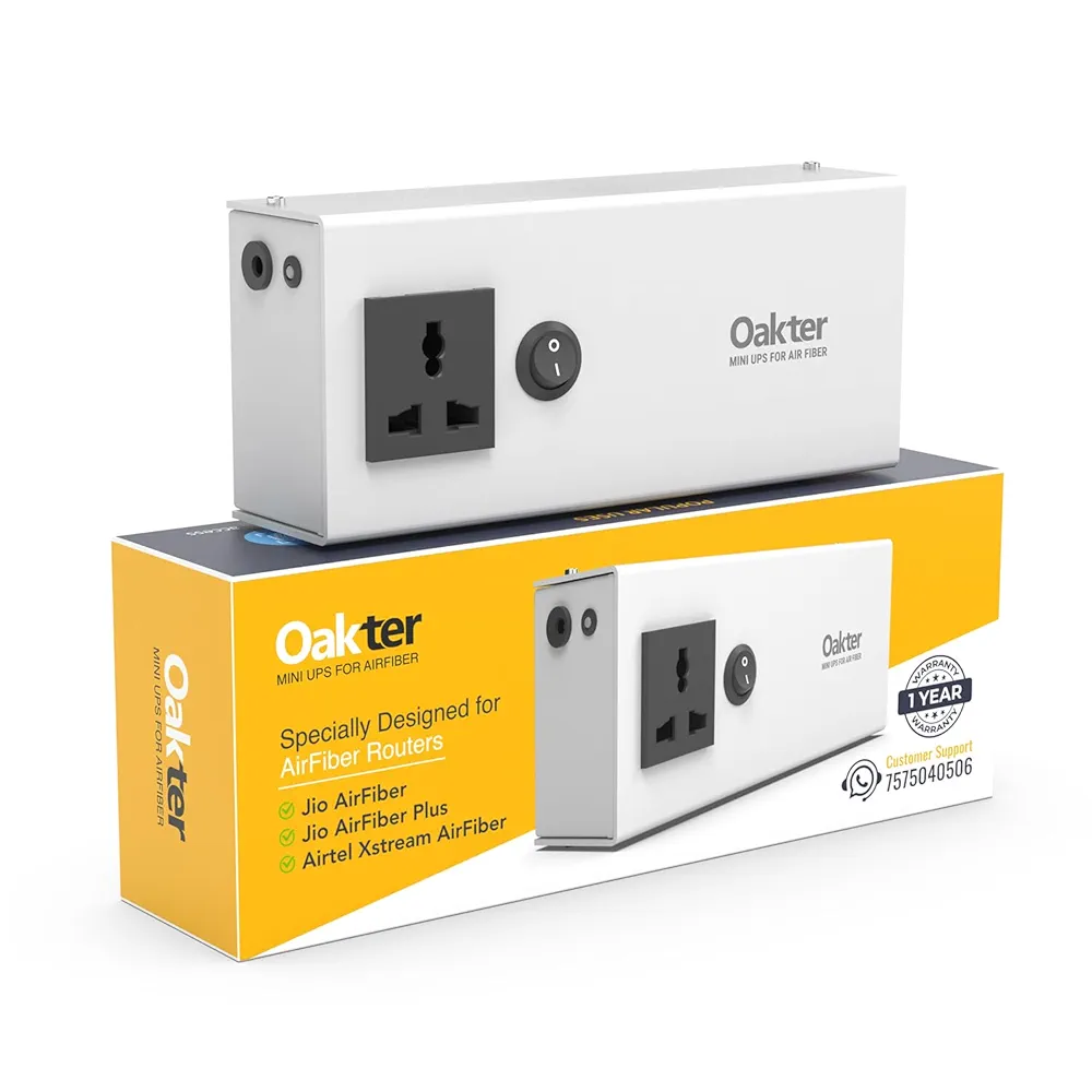 Mini UPS for Jio AirFiber & AirFiber Plus Routers – 6×2000mAh, 4-Hour Backup, White