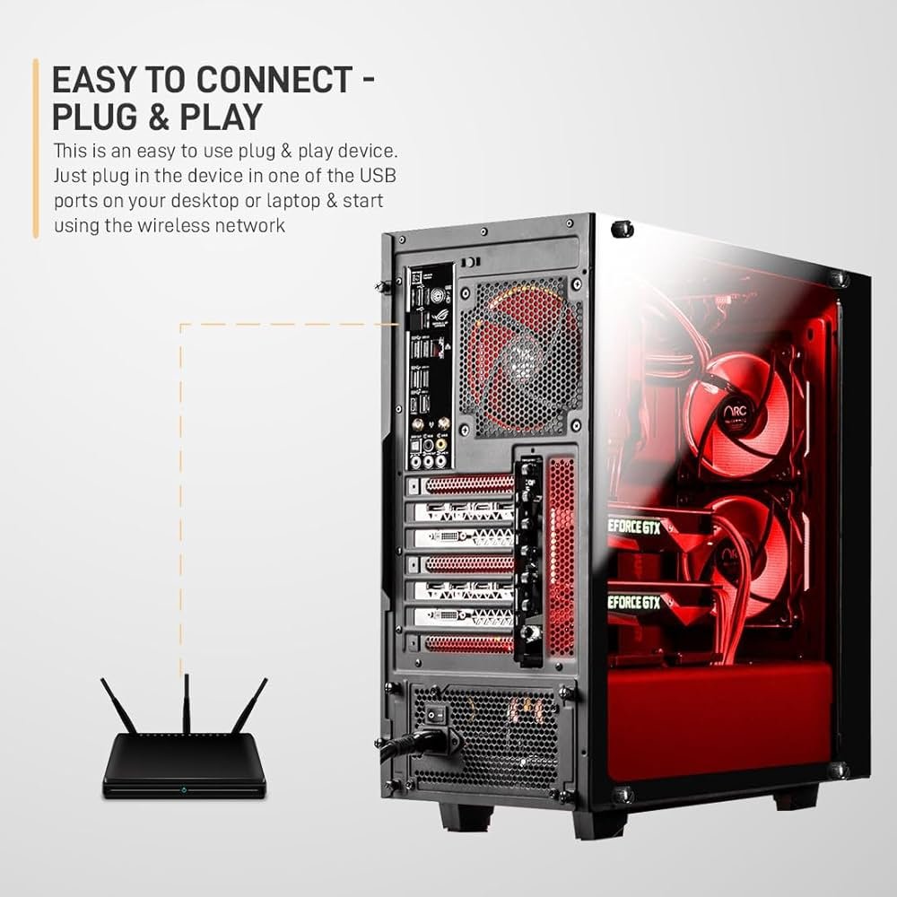 USB WiFi Adapter 950Mbps Wireless Network Dongle for PC/Laptop | Single Band 2.4GHz | Plug & Play with Driver CD | WPA/WPA2 Secure | Compatible with Windows & Mac OS