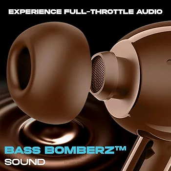 True Wireless Earbuds with 13mm Drivers, 40H Playtime & Rage Mode Bluetooth (Brown)