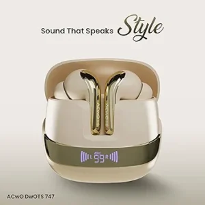 747 TWS Earbuds | Dual Device Connectivity | ANC 32dB | 4 AI-ENC Mics | 65H Playtime | Bass & Theatre Modes | 3D Spatial Audio | Bluetooth 5.4 | Ergonomic Design (Coffee Cream)