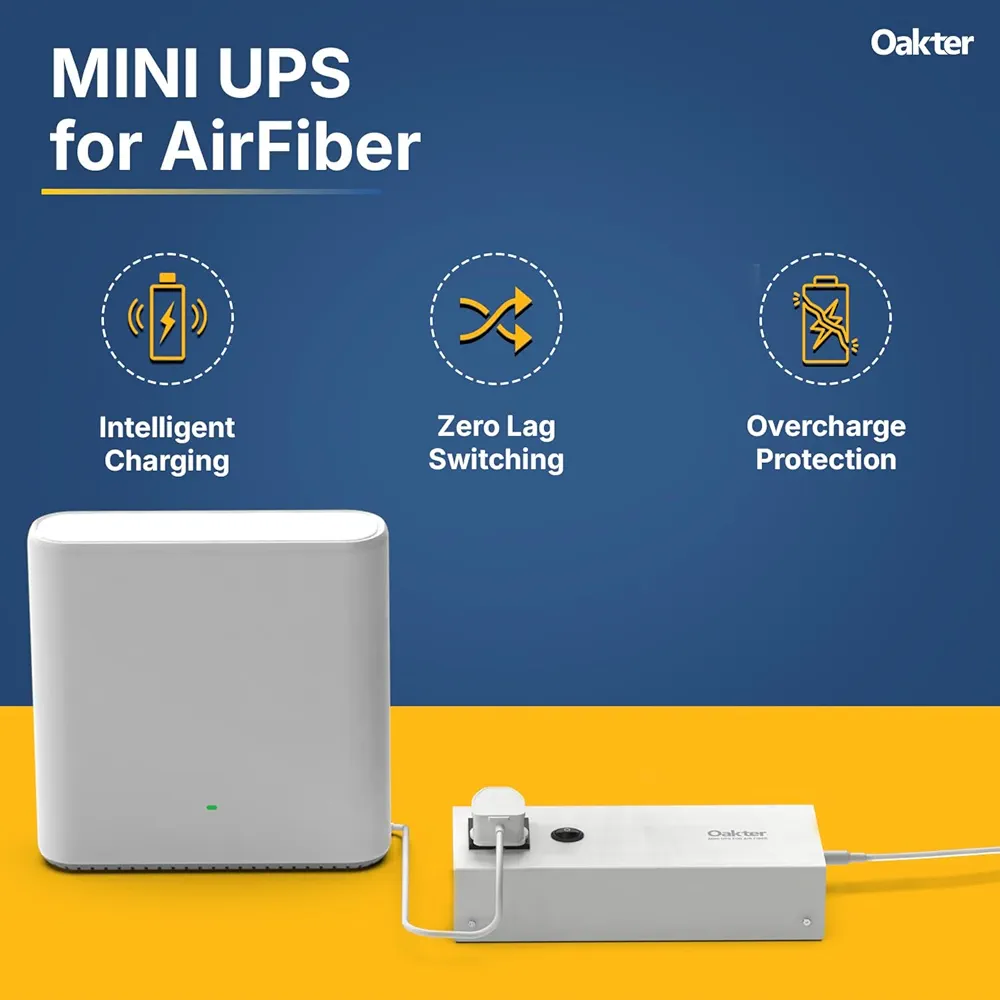 Mini UPS for Jio AirFiber & AirFiber Plus Routers – 6×2000mAh, 4-Hour Backup, White