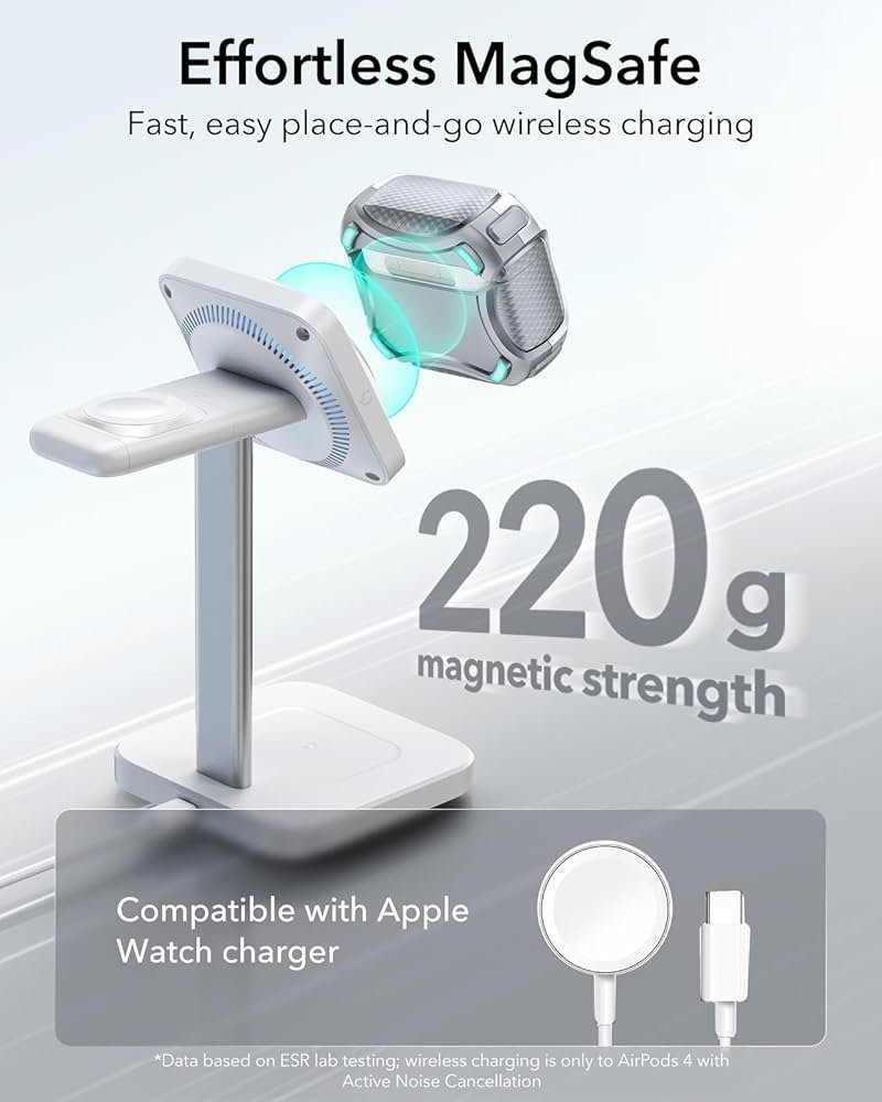 AirPods 4 Case (2024) Gray | MagSafe Compatible | Hybrid Drop Protection | Cyber Series TPU Protective Cover with Drop-Proof Lock & Easy Open Design for AirPods 4th Gen (USB-C)