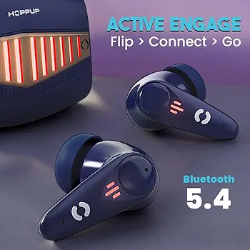 Gaming Earbuds XO7 with 35ms Low Latency, 13mm Bass Drivers, Quad Mic ENC, 70H Playtime & Bluetooth v5.4 (Blue & Gold, True Wireless)