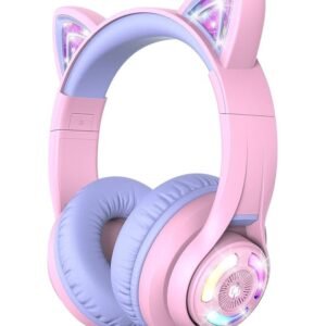 iClever BTH13 Bluetooth Kids Headphones | Cat Ear Wireless Over-Ear Headphones | Safe Volume Limited | 45H Playtime | Built-In Mic | Portable Headset for iPad, Tablets, Phones (Purple)