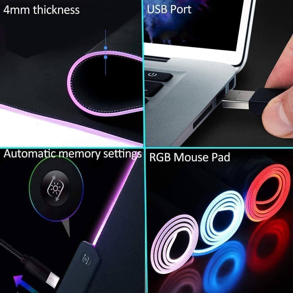 Large Gaming Mouse Pad RGB - Extended Glowing Led Keyboard Mouse