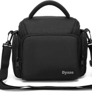 Water Resistant Camera Bag/Case with Shoulder Strap & Accessory Pockets – Compatible with DSLR Cameras (Black & Silver)